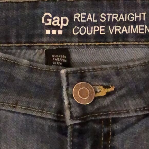 GAP Women’s Medium - Light Wash REAL STRAIGHT Denim Low Rise Jeans Sz 8/29 - Picture 7 of 8